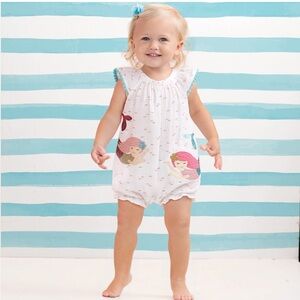Little Girls Mudpie Baby Romper with Embroidery